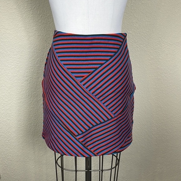 Thakoon Striped Bodycon Mini Skirt Rainbow Sz 10 - Picture 4 of 10